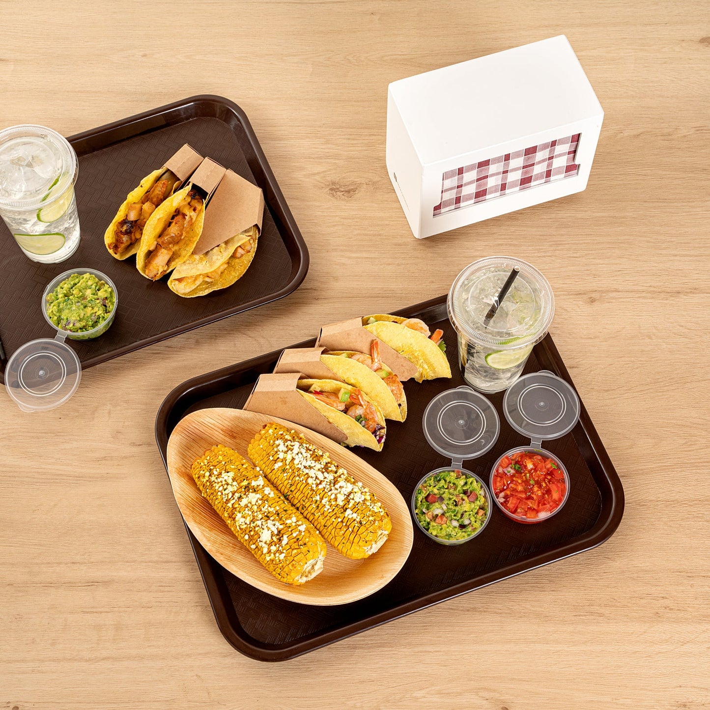 Chef 101 Rectangle Brown Plastic Fast Food Tray - 12" x 16" - 50 count box