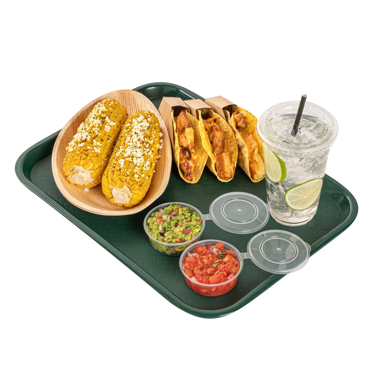 Chef 101 Rectangle Forest Green Plastic Fast Food Tray - 12" x 16" - 1 count box