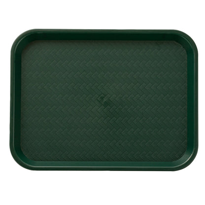 Chef 101 Rectangle Forest Green Plastic Fast Food Tray - 12" x 16" - 1 count box
