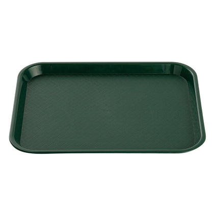 Chef 101 Rectangle Forest Green Plastic Fast Food Tray - 12" x 16" - 10 count box