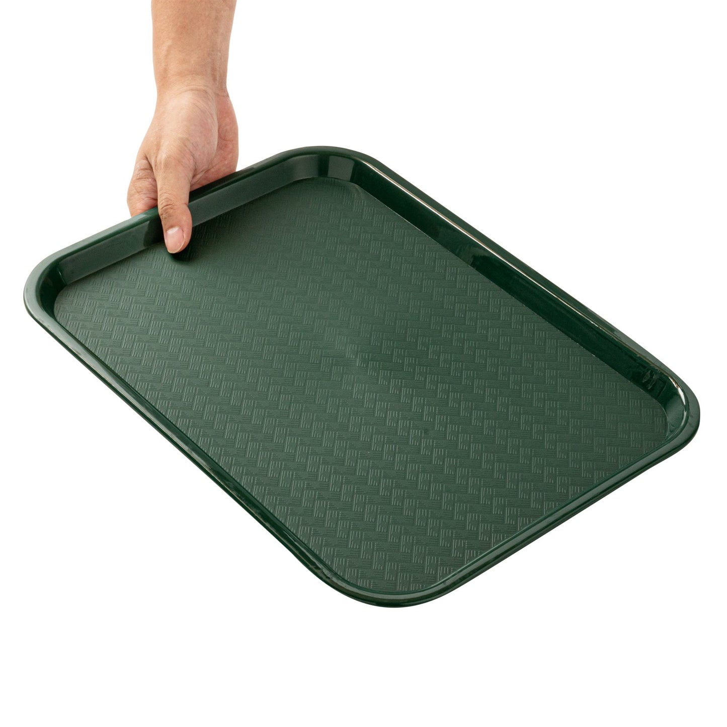 Chef 101 Rectangle Forest Green Plastic Fast Food Tray - 12" x 16" - 50 count box