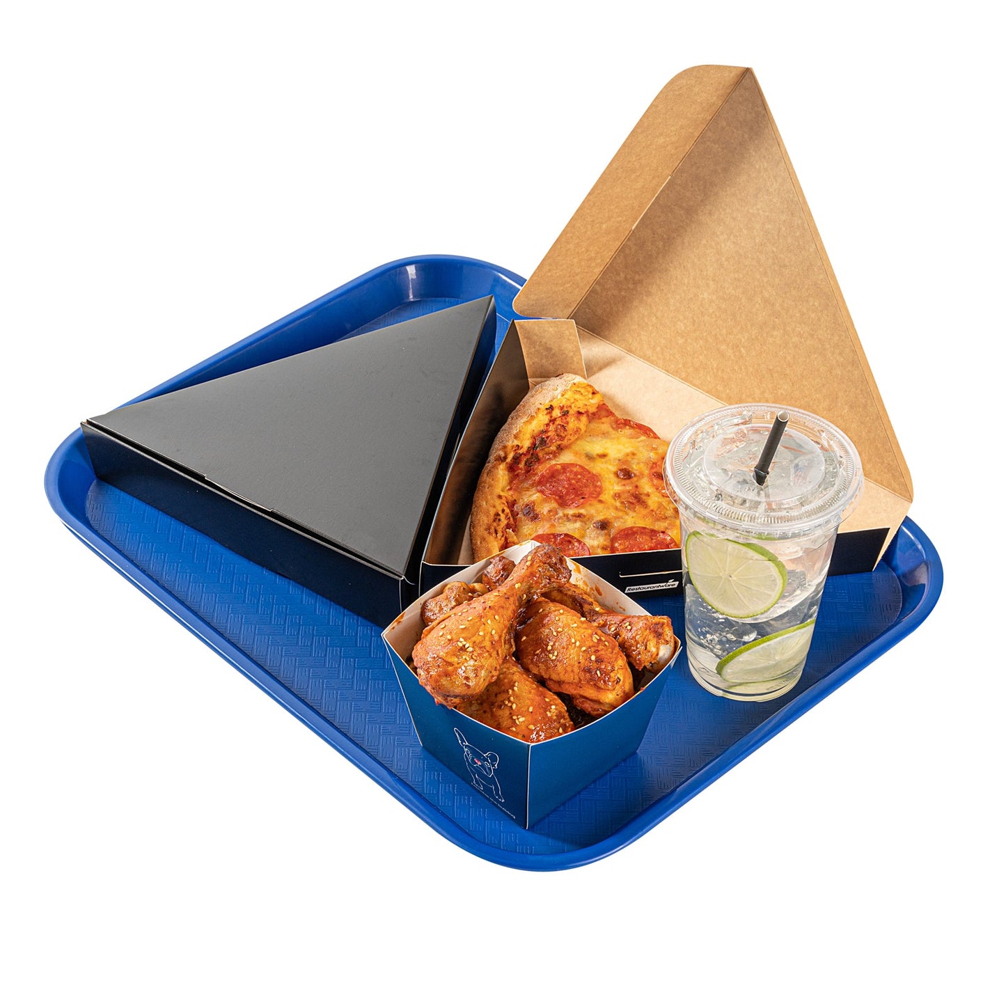 Chef 101 Rectangle Blue Plastic Fast Food Tray - 14" x 18" - 1 count box
