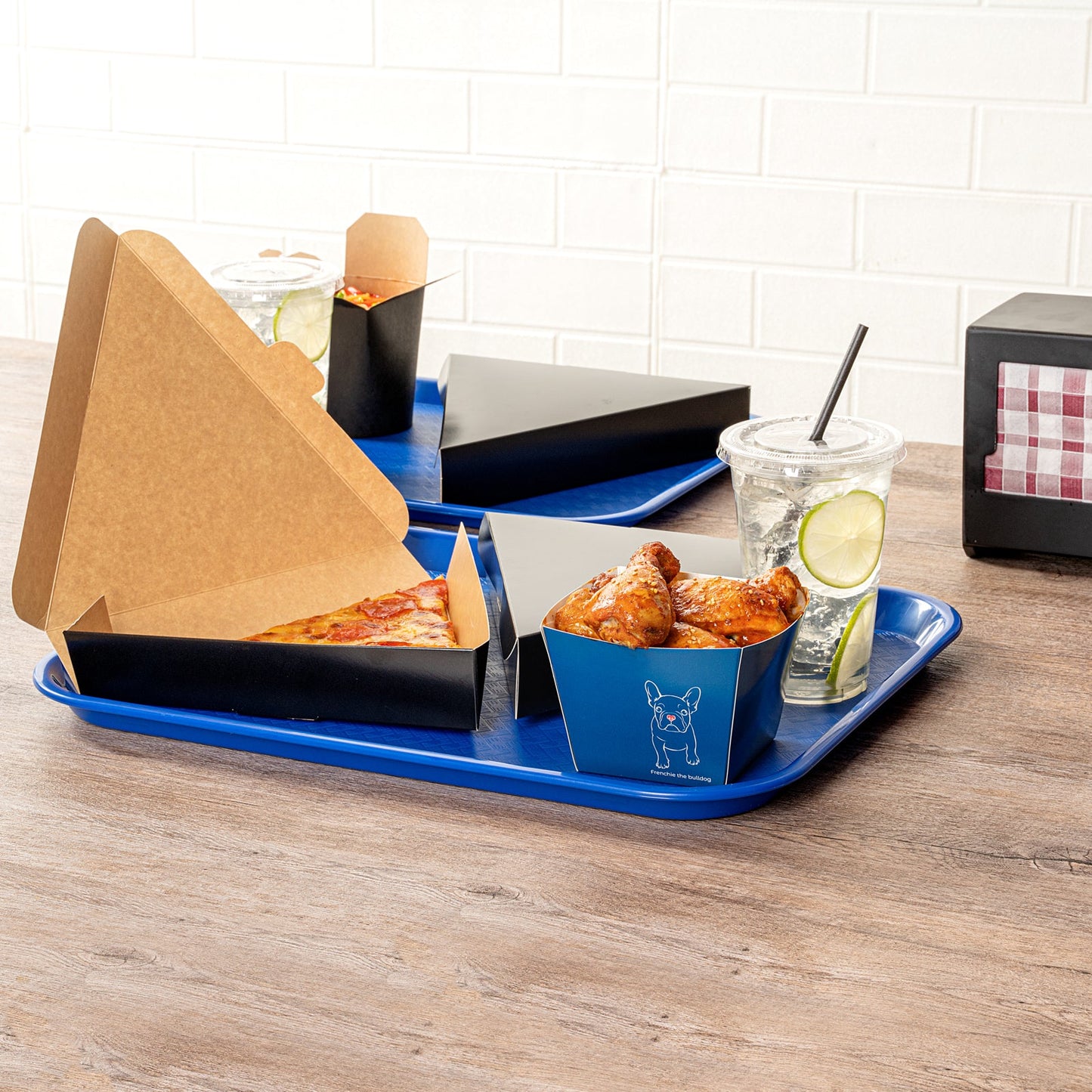 Chef 101 Rectangle Blue Plastic Fast Food Tray - 14" x 18" - 1 count box
