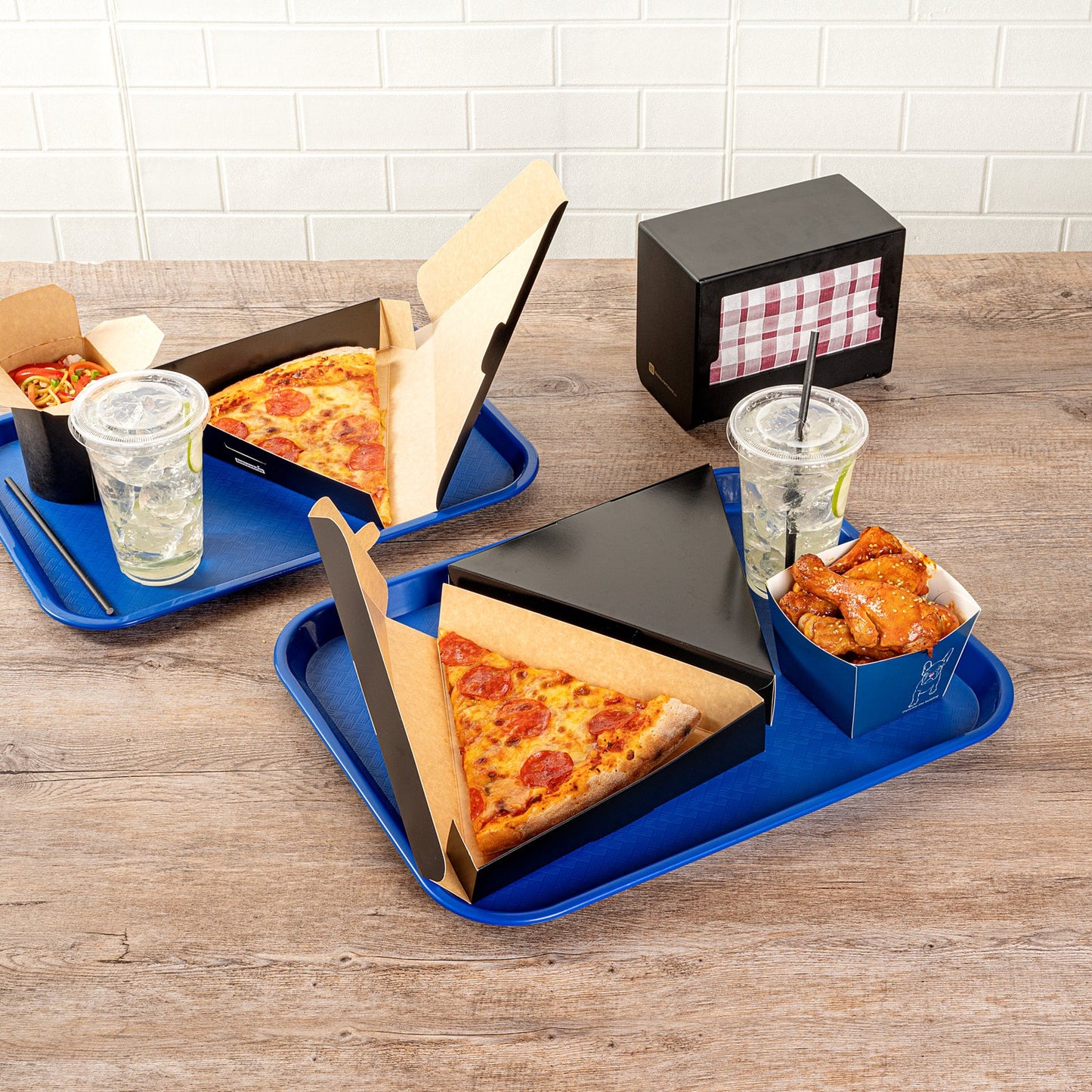 Chef 101 Rectangle Blue Plastic Fast Food Tray - 14" x 18" - 50 count box