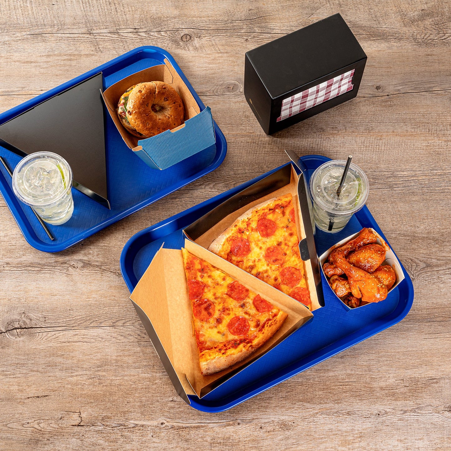 Chef 101 Rectangle Blue Plastic Fast Food Tray - 14" x 18" - 50 count box