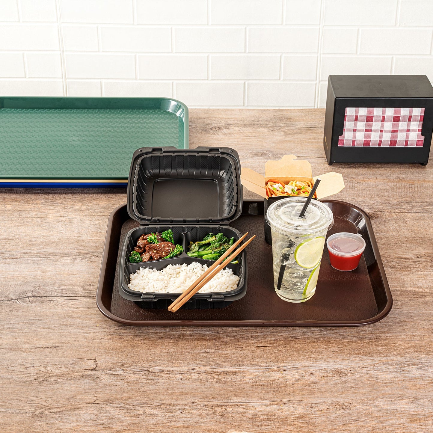 Chef 101 Rectangle Brown Plastic Fast Food Tray - 14" x 18" - 1 count box