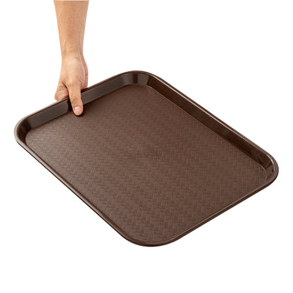 Chef 101 Rectangle Brown Plastic Fast Food Tray - 14" x 18" - 10 count box