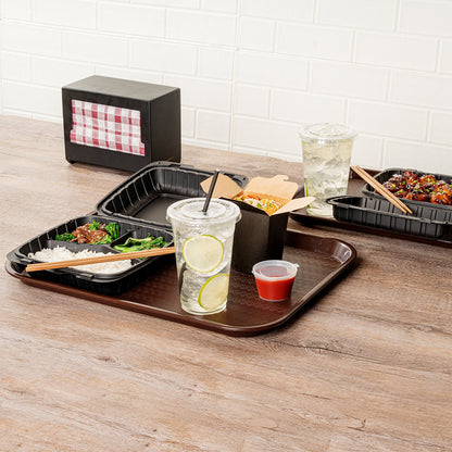 Chef 101 Rectangle Brown Plastic Fast Food Tray - 14" x 18" - 50 count box