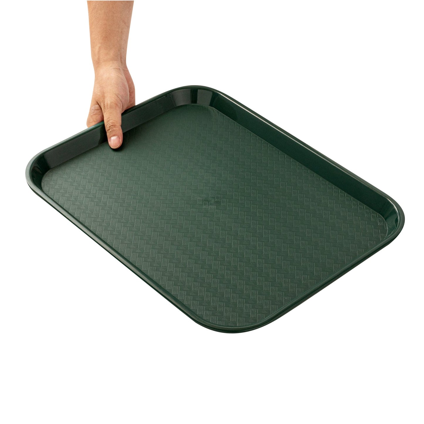 Chef 101 Rectangle Forest Green Plastic Fast Food Tray - 14" x 18" - 1 count box