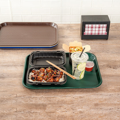 Chef 101 Rectangle Forest Green Plastic Fast Food Tray - 14" x 18" - 1 count box