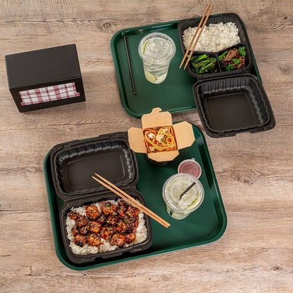 Chef 101 Rectangle Forest Green Plastic Fast Food Tray - 14" x 18" - 1 count box