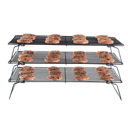 Met Lux Black Iron Stackable Cooling Rack Set - 3 Tier - 15 3/4" x 9 3/4" x 8 1/4" - 1 count box