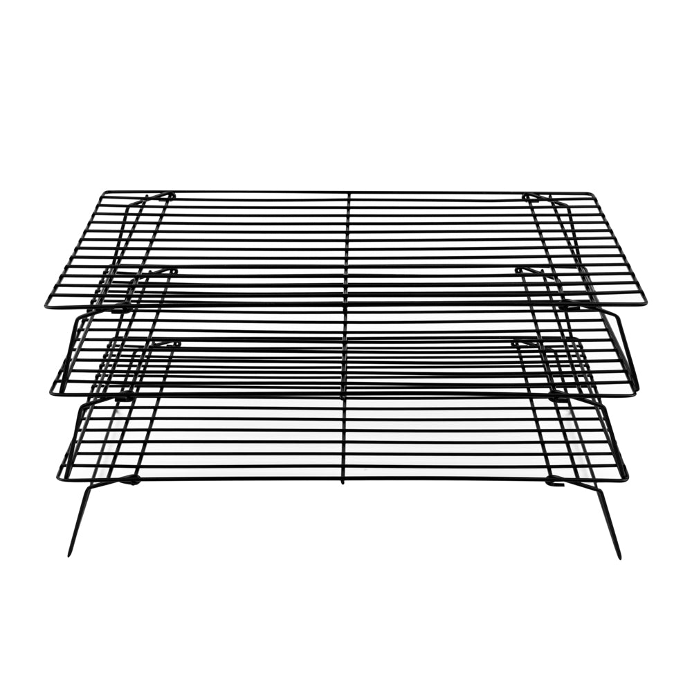 Met Lux Black Iron Stackable Cooling Rack Set - 3 Tier - 15 3/4" x 9 3/4" x 8 1/4" - 1 count box