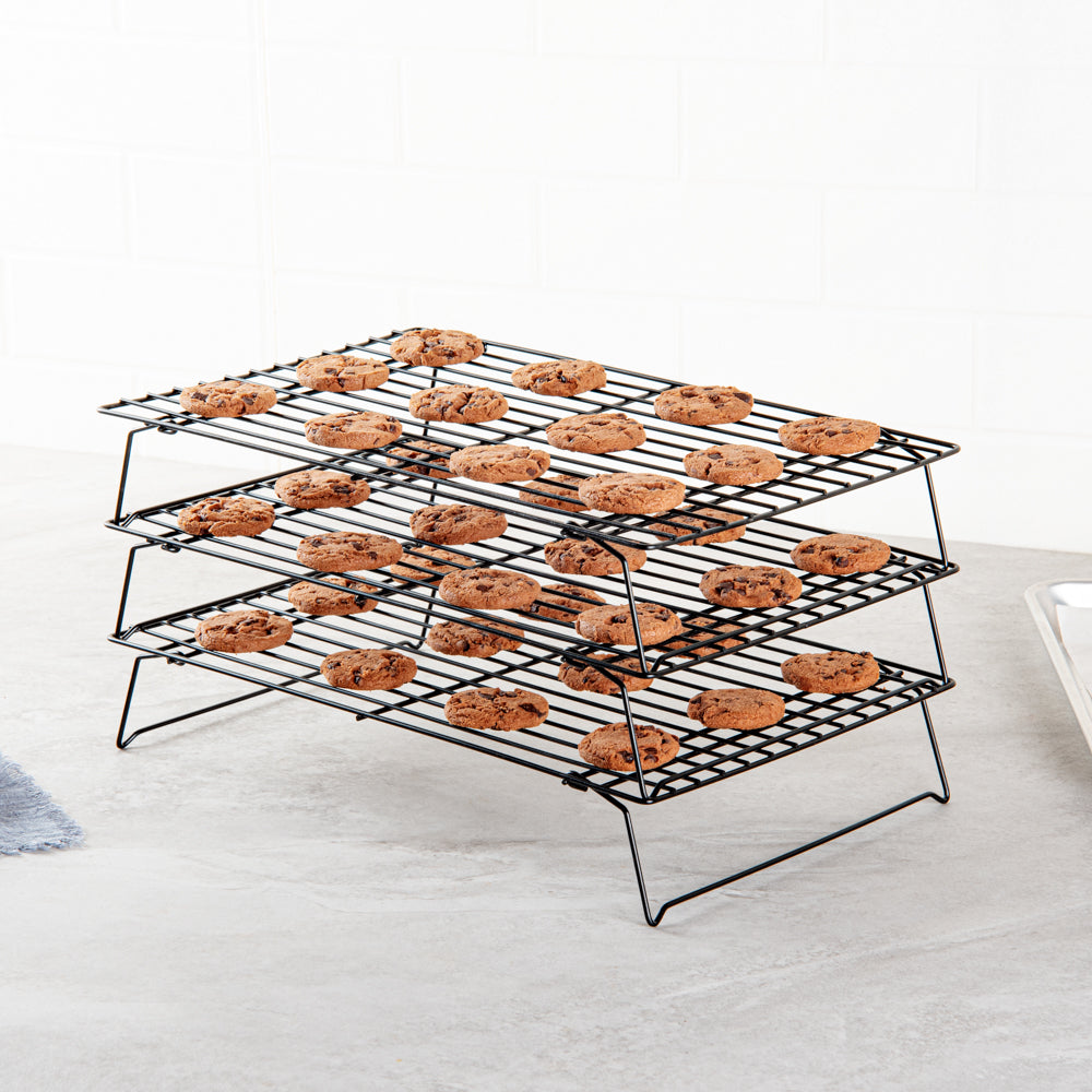 Met Lux Black Iron Stackable Cooling Rack Set - 3 Tier - 15 3/4" x 9 3/4" x 8 1/4" - 1 count box