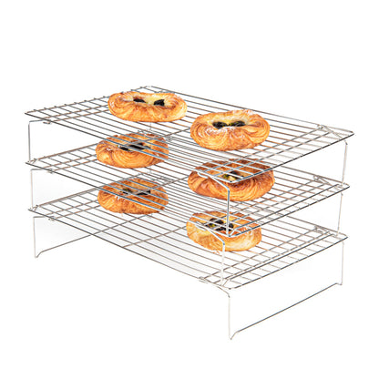 Met Lux Stainless Steel Stackable Cooling Rack Set - 3 Tier - 15 3/4" x 9 3/4" x 8 1/4" - 1 count box