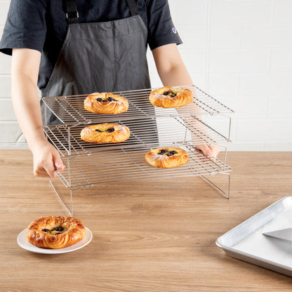 Met Lux Stainless Steel Stackable Cooling Rack Set - 3 Tier - 15 3/4" x 9 3/4" x 8 1/4" - 1 count box