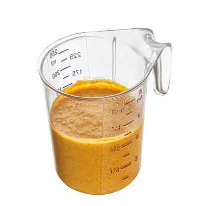 Chef 101 1-cup Clear Plastic Measuring Cup - 3 3/4" x 3" x 3 3/4" - 1 count box