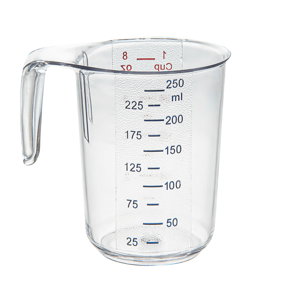 Chef 101 1-cup Clear Plastic Measuring Cup - 3 3/4" x 3" x 3 3/4" - 10 count box