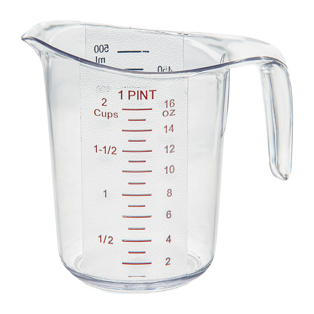 Chef 101 1 pt (2 cups) Clear Plastic Measuring Cup - 5 1/4" x 3 3/4" x 5" - 1 count box