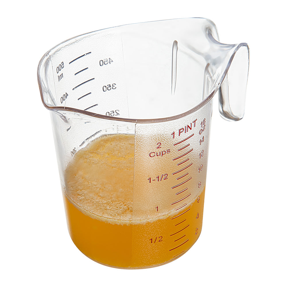 Chef 101 1 pt (2 cups) Clear Plastic Measuring Cup - 5 1/4" x 3 3/4" x 5" - 1 count box