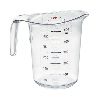 Chef 101 1 pt (2 cups) Clear Plastic Measuring Cup - 5 1/4" x 3 3/4" x 5" - 1 count box