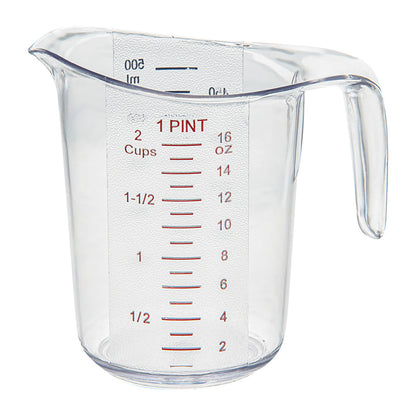 Chef 101 1 pt (2 cups) Clear Plastic Measuring Cup - 5 1/4" x 3 3/4" x 5" - 10 count box