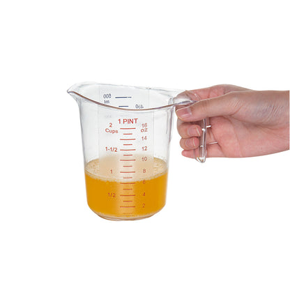 Chef 101 1 pt (2 cups) Clear Plastic Measuring Cup - 5 1/4" x 3 3/4" x 5" - 10 count box