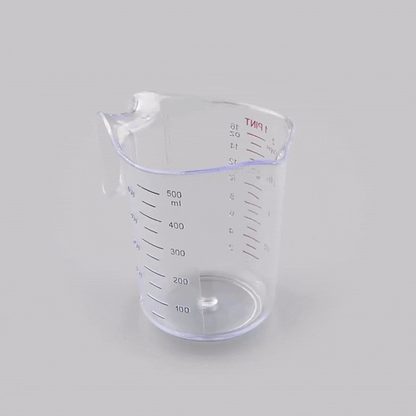 Chef 101 1 pt (2 cups) Clear Plastic Measuring Cup - 5 1/4" x 3 3/4" x 5" - 10 count box