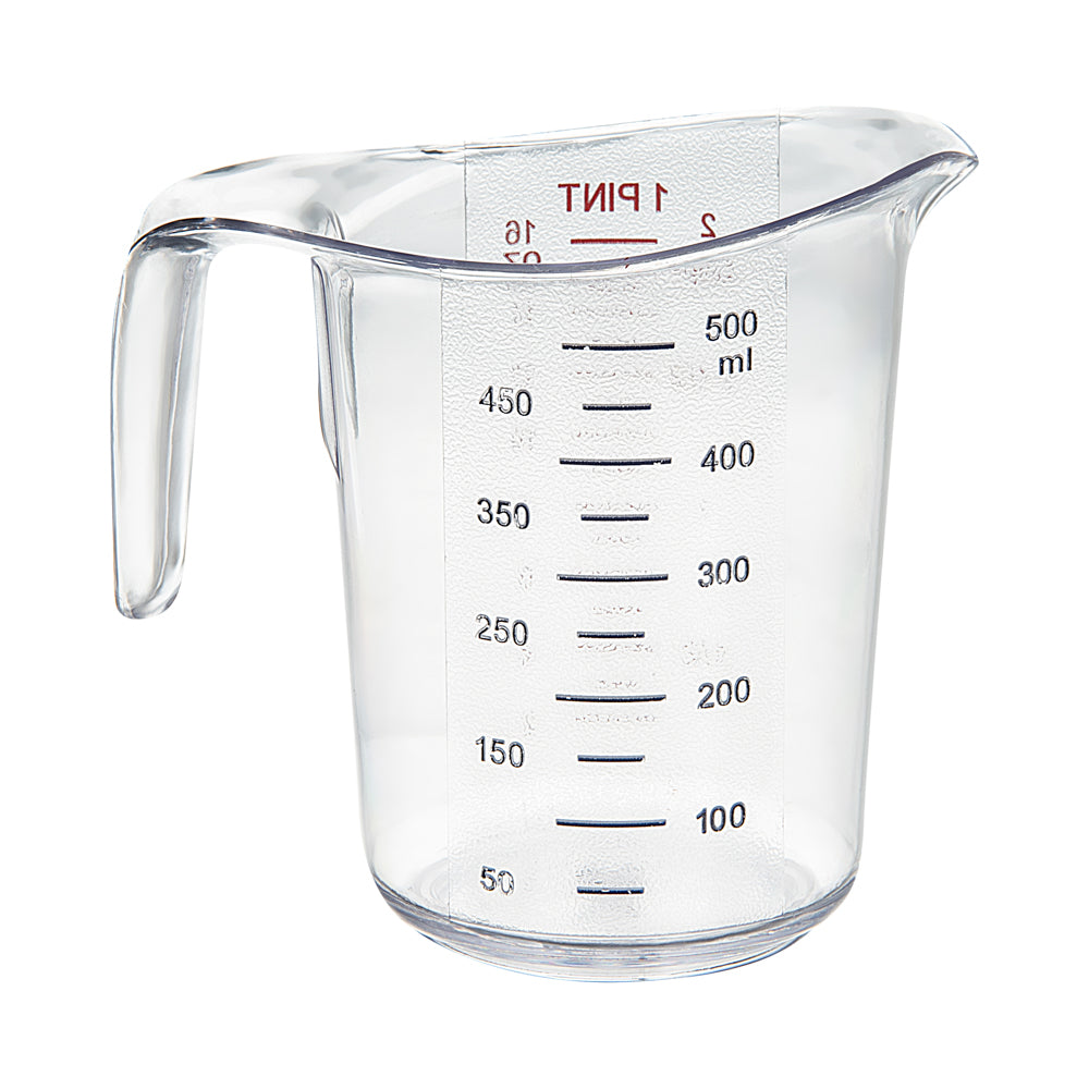 Chef 101 1 pt (2 cups) Clear Plastic Measuring Cup - 5 1/4" x 3 3/4" x 5" - 10 count box