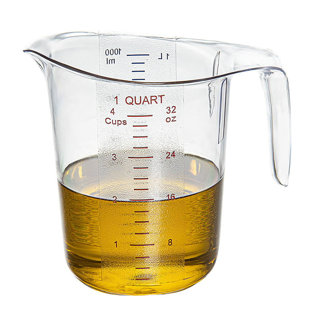 Chef 101 1 qt (4 cups) Clear Plastic Measuring Cup - 6 1/2" x 4 3/4" x 6" - 1 count box