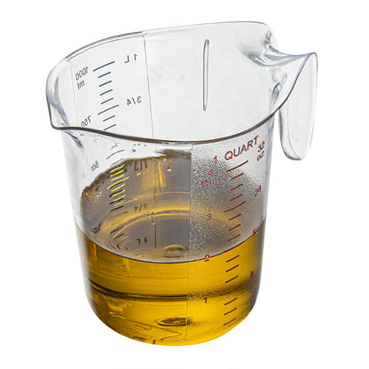 Chef 101 1 qt (4 cups) Clear Plastic Measuring Cup - 6 1/2" x 4 3/4" x 6" - 1 count box