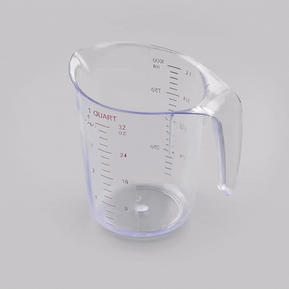 Chef 101 1 qt (4 cups) Clear Plastic Measuring Cup - 6 1/2" x 4 3/4" x 6" - 1 count box