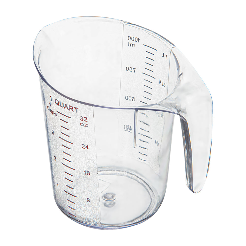 Chef 101 1 qt (4 cups) Clear Plastic Measuring Cup - 6 1/2" x 4 3/4" x 6" - 1 count box