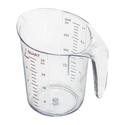 Chef 101 1 qt (4 cups) Clear Plastic Measuring Cup - 6 1/2" x 4 3/4" x 6" - 1 count box