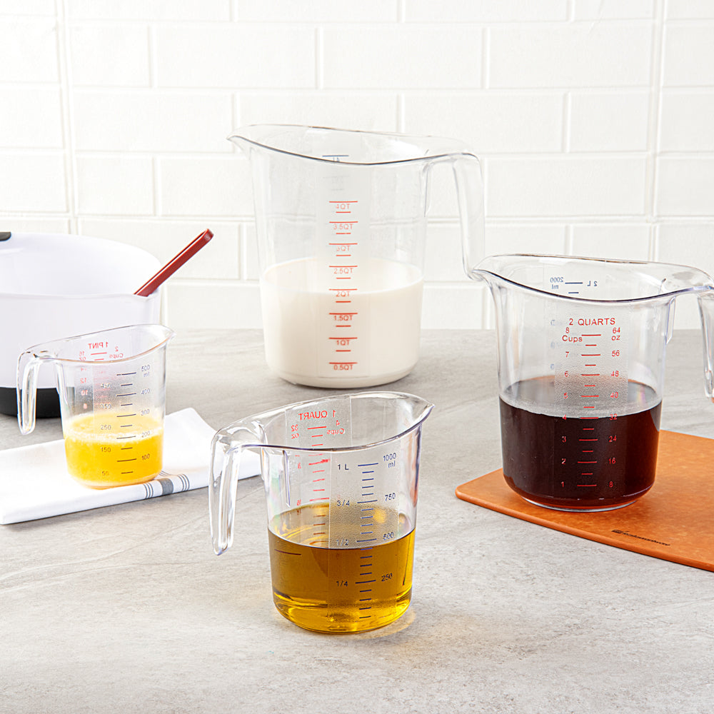 Chef 101 1 qt (4 cups) Clear Plastic Measuring Cup - 6 1/2" x 4 3/4" x 6" - 1 count box