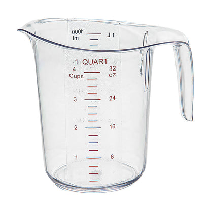 Chef 101 1 qt (4 cups) Clear Plastic Measuring Cup - 6 1/2" x 4 3/4" x 6" - 10 count box