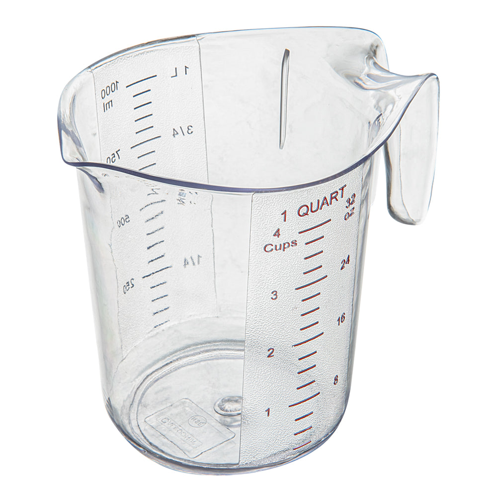 Chef 101 1 qt (4 cups) Clear Plastic Measuring Cup - 6 1/2" x 4 3/4" x 6" - 10 count box