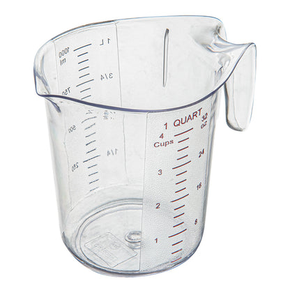 Chef 101 1 qt (4 cups) Clear Plastic Measuring Cup - 6 1/2" x 4 3/4" x 6" - 10 count box