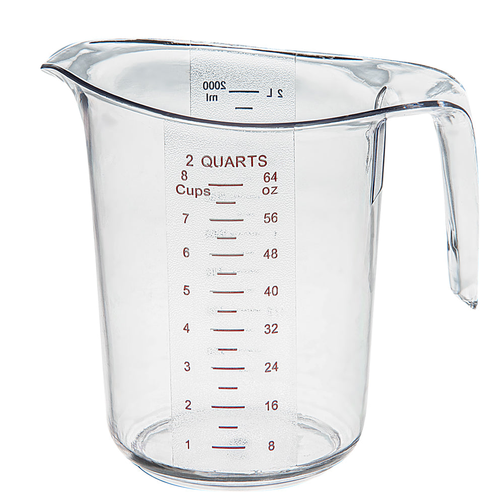 Chef 101 2 qt (8 cups) Clear Plastic Measuring Cup - 7 3/4" x 6" x 7 1/2" - 1 count box