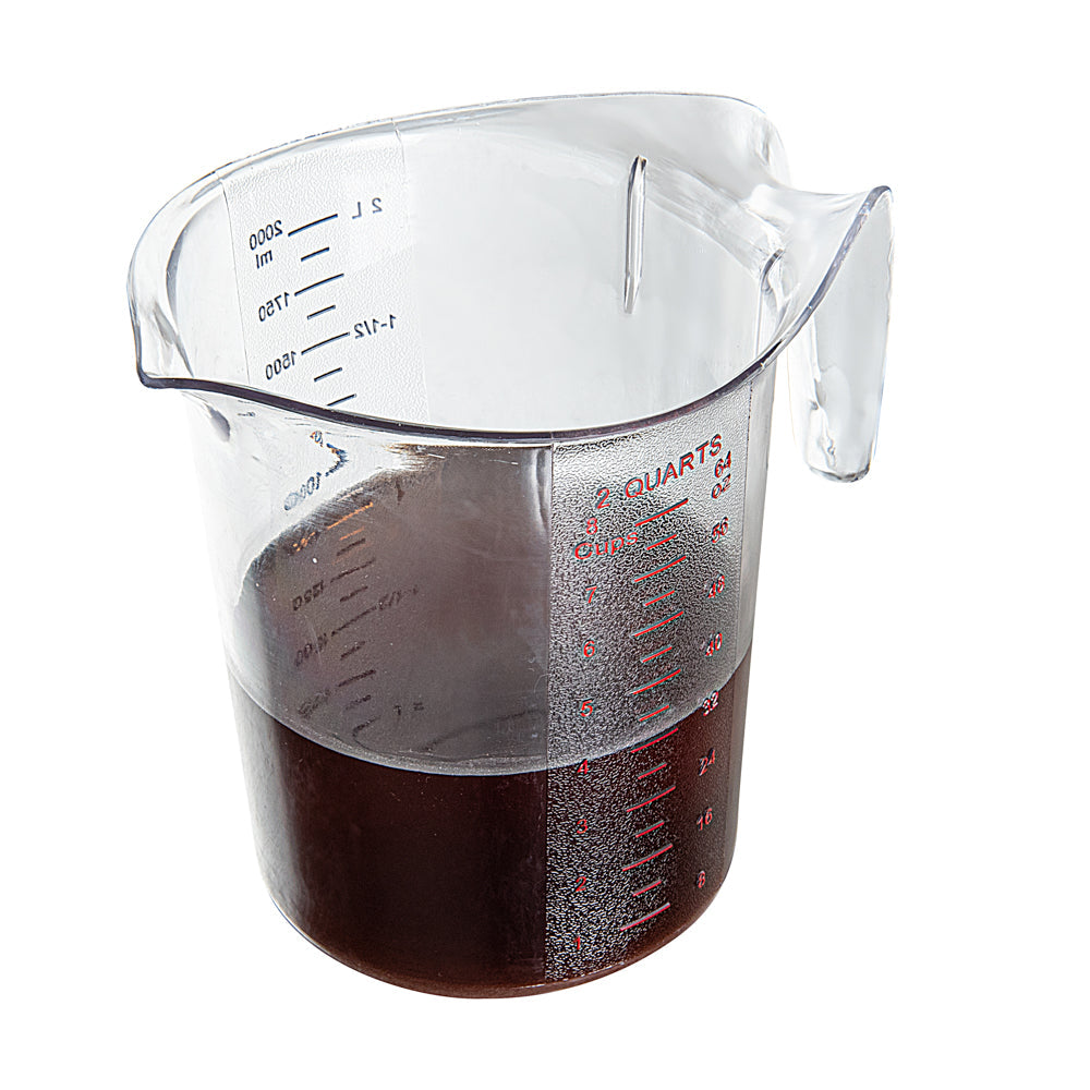 Chef 101 2 qt (8 cups) Clear Plastic Measuring Cup - 7 3/4" x 6" x 7 1/2" - 1 count box