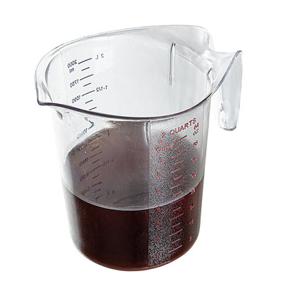 Chef 101 2 qt (8 cups) Clear Plastic Measuring Cup - 7 3/4" x 6" x 7 1/2" - 1 count box