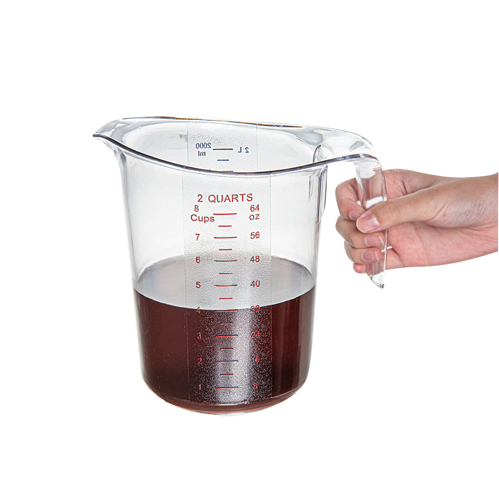Chef 101 2 qt (8 cups) Clear Plastic Measuring Cup - 7 3/4" x 6" x 7 1/2" - 1 count box