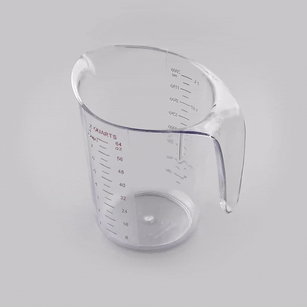Chef 101 2 qt (8 cups) Clear Plastic Measuring Cup - 7 3/4" x 6" x 7 1/2" - 1 count box
