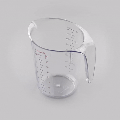 Chef 101 2 qt (8 cups) Clear Plastic Measuring Cup - 7 3/4" x 6" x 7 1/2" - 1 count box