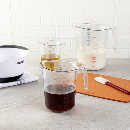 Chef 101 2 qt (8 cups) Clear Plastic Measuring Cup - 7 3/4" x 6" x 7 1/2" - 1 count box
