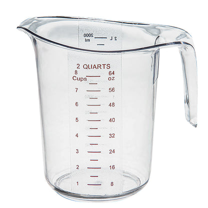 Chef 101 2 qt (8 cups) Clear Plastic Measuring Cup - 7 3/4" x 6" x 7 1/2" - 10 count box