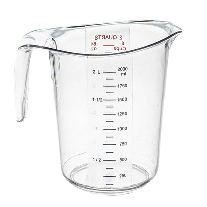 Chef 101 2 qt (8 cups) Clear Plastic Measuring Cup - 7 3/4" x 6" x 7 1/2" - 10 count box