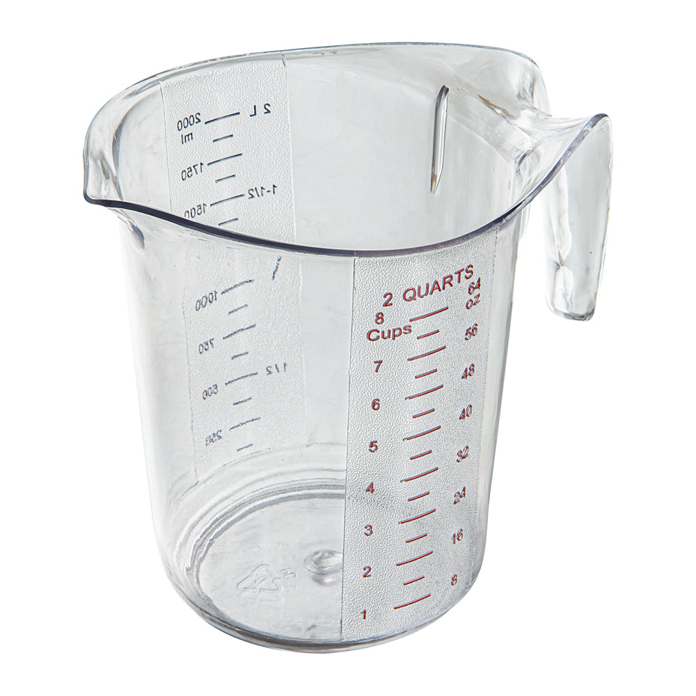 Chef 101 2 qt (8 cups) Clear Plastic Measuring Cup - 7 3/4" x 6" x 7 1/2" - 10 count box