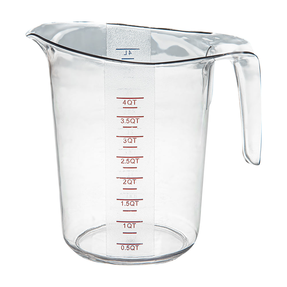 Chef 101 4 qt (16 cups) Clear Plastic Measuring Cup - 9 1/2" x 7 1/4" x 9 1/2" - 1 count box