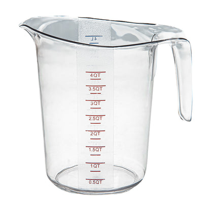 Chef 101 4 qt (16 cups) Clear Plastic Measuring Cup - 9 1/2" x 7 1/4" x 9 1/2" - 1 count box